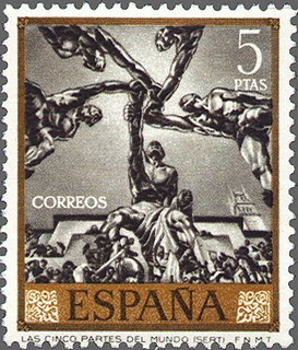 z vendido ESPAÑA 1966 1718 Sello Nuevo Pintor José Mª Sert Las Cinco Partes del Mundo Espana Spain Espagne Spagna Spanje Spanien 