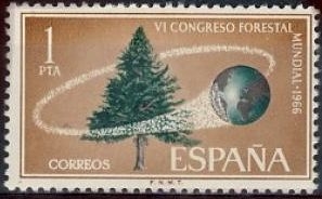 ESPAÑA 1966 1736 Sello Nuevo Congreso Forestal Mundial Espana Spain Espagne Spagna Spanje Spanien 