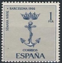 ESPAÑA 1966 1737 Sello Nuevo Semana Naval Barcelona Espana Spain Espagne Spagna Spanje Spanien 