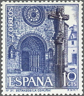 z vendido ESPAÑA 1967 1802 Sello Nuevo Turismo Iglesia Sta. Mª do Azougue Betanzos Coruña Espana Spain Espagne Spagna Spanje Spanien 