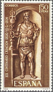 z vendido ESPAÑA 1968 1872 Sello Nuevo Centenario Legio Gemina León Estela Pintayus Espana Spain Espagne Spagna Spanje Spanien 