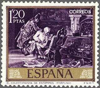 z vendido ESPAÑA 1968 1857 Sello Nuevo Pintor Mariano Fortuny Marsal El Coleccionista de Estampas Espana Spain Espagne Spagna Spanje Spanien 