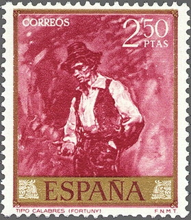 z vendido ESPAÑA 1968 1860 Sello Nuevo Pintor Mariano Fortuny Marsal Tipo Calabres Espana Spain Espagne Spagna Spanje Spanien 