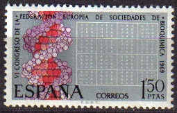 ESPAÑA 1969 1920 Sello Nuevo VI Congreso Europeo de Bioquimica Espana Spain Espagne Spagna Spanje Spanien 