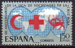 ESPAÑA 1969 1925 Sello Nuevo L Aniversario Liga de Sociedades de la Cruz Roja Espana Spain Espagne Spagna Spanje Spanien 