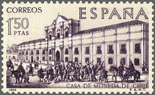 ESPAÑA 1969 1940 Sello Nuevo Serie Forjadores de America Casa de la Moneda Santiago Chile Espana Spain Espagne Spagna Spanje Spanien 