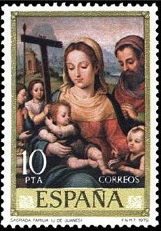 z vendido ESPAÑA 1979 2538 Sello Nuevo Día del Sello. Juan de Juanes IV Cent. de su Muerte Sagrada Familia Espana Spain Espagne Spagna Spanje Spanien 