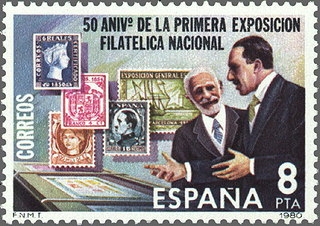 ESPAÑA 1980 2576 Sello Nuevo 50 Aniversario de la Primera Exposicion Filatelica Nacional Alfonso XIII Espana Spain Espagne Spagna Spanje Spanien 