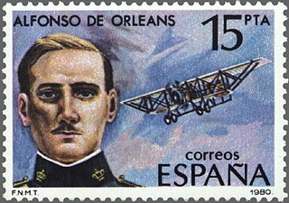 ESPAÑA 1980 2597 Sello Nuevo Pioneros aviación Alfonso de Orleans y Borbon Espana Spain Espagne Spagna Spanje Spanien 