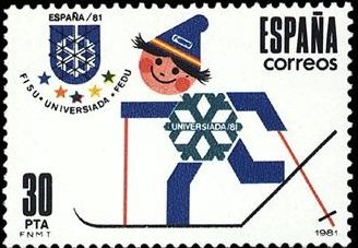 ESPAÑA 1981 2608 Sello Nuevo Juegos Mundiales Universitarios UNIVERSIADA'81 Logotipo y Mascota Yvert2236 Scott2229 Espana Spain Espagne Spagna Spanje Spanien 
