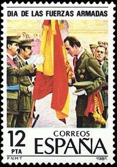 ESPAÑA 1981 2617 Sello Nuevo Dia de las Fuerzas Armadas. Juan Carlos I Renovando su Juramento a la Bandera Yvert2245 Scott2238 Espana Spain Espagne Spagna Spanje Spanien 