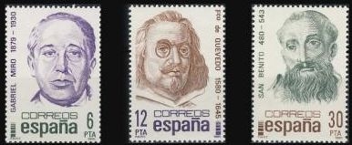 z vendido ESPAÑA 1981 2618/20 Sellos Nuevos Centenarios. Gabriel Miro, Francisco Quevedo y San Benito Completa Yvert2247/9 Scott2239/41 Espana Spain Espagne Spagna Spanje Spanien 