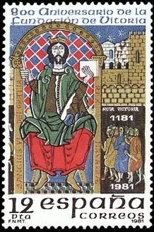 z vendido ESPAÑA 1981 2625 Sello Nuevo 800 Aniversario de la fundacion de Vitoria Sancho VI de Navarra Yvert2253 Scott2246 Espana Spain Espagne Spagna Spanje Spanien 