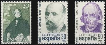 ESPAÑA 1982 2646/8 Sellos Nuevos Centenarios Juan R. Jimenez, Andres Bello y Calderon de la Barca Espana Spain Espagne Spagna Spanje Spanien Completa Yvert2274/6 Michel2534/6 