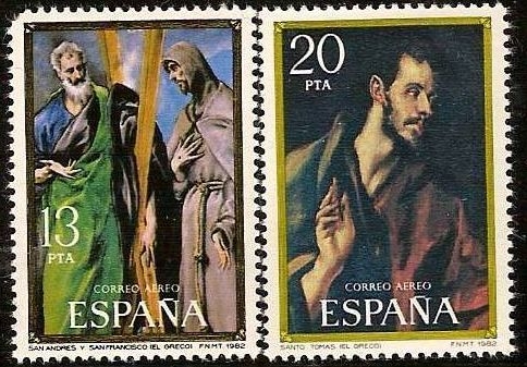 ESPAÑA 1982 2666/7 Sellos Nuevos Homenaje al Greco San Andres y San Francisco Espana Spain Espagne Spagna Spanje Spanien YvertA300/1 ScottC181/2 