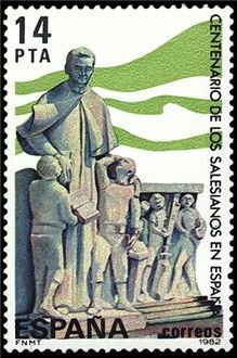 z vendido ESPAÑA 1982 2684 Sello Nuevo Centenario de la llegada a España de los Padres Salesianos Grupo escultorico de las Escuelas Salesianas de Vigo Yvert2306 Scott2312 Espana Spain Espagne Spagna Spanje Spanien 