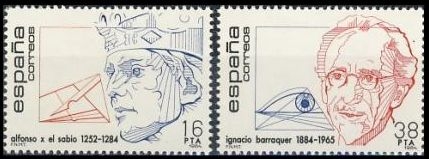 ESPAÑA 1984 2759/60 Sellos Centenarios Alfonso X el Sabio e Ignacio Barraquer Espana Spain Espagne Spagna Spanje Spanien Yvert2373/4 Scott2374/5 