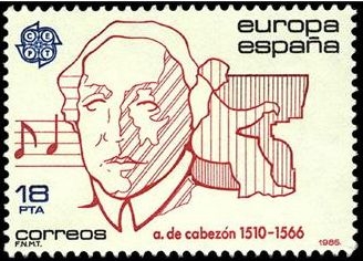 z vendido ESPAÑA 1985 2788 Sello Nuevo Europa CEPT Musico Antonio de Cabezon Yvert2671 Scott2406