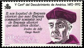 ESPAÑA 1986 2863 Sello Nuevo V Centenario del Descubrimiento de America Pedro de Ailly (1380-1454) Yvert2481 Scott2494