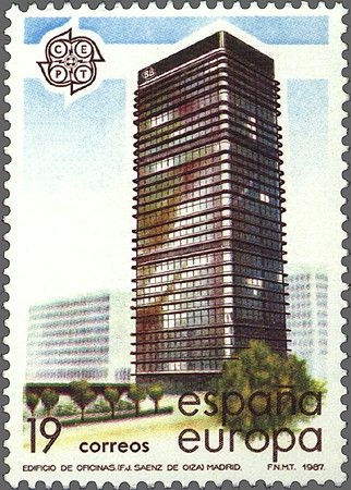 Z Vendido ESPAÑA 1987 2904 Sello Nuevo Serie Europa Arte Moderno Arquitectura Edif. Banco Bilbao Centro Azca Madrid Yvert2517 Scott2518 Espana Spain Espagne Spagna Spanje Spanien 