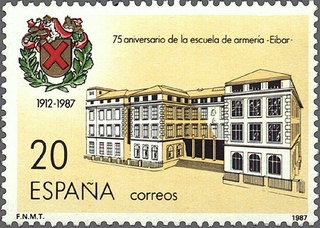 z vendido ESPAÑA 1987 2907 Sello Nuevo 75 Aniv. Fundación Escuela Armería de Eibar Espana Spain Espagne Spagna Spanje Spanien 