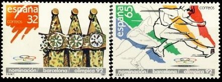 z vendido ESPAÑA 1987 2908/9 Sellos Nuevos Nominación Barcelona como sede Olimpica Chimeneas Casa Batllo Barcelona y Atletísmo Yvert2524/5 Scott2524/5 Espana Spain Espagne Spagna Spanje Spanien 