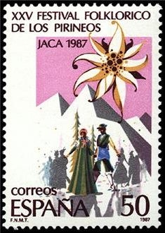 z vendido ESPAÑA 1987 2910 Sello Nuevo XXV Festival Folklorico de los Pirineos Jaca Yvert2526 Scott2526 Espana Spain Espagne Spagna Spanje Spanien 
