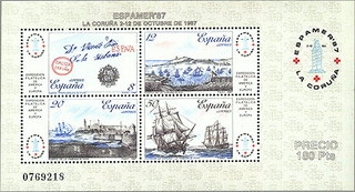 z vendido ESPAÑA 1987 2916 Sellos Nuevos HB Exposición Filatélica España y América ESPAMER'87 Barcos La Coruña 