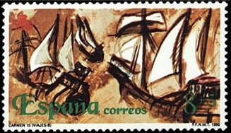 z vendido ESPAÑA 1990 3080 Sello Nuevo V Centenario del Descubrimiento de América. Viajes. Navios Siglo XVI ScottB170 Barco Espana Spain Espagne Spagna Spanje Spanien 