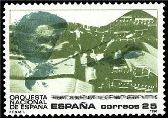 z vendido ESPAÑA 1990 3098 Sello Nuevo Orquesta Nacional de España Director de Orquesta, partituras y pentragramas Espana Spain Espagne Spagna Spanje Spanien 