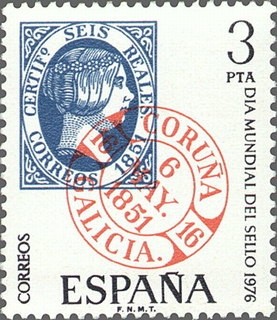 ESPAÑA 1976 2318 Sello Nuevo Dia Mundial del Sello Fechador de La Coruña Espana Spain Espagne Spagna Spanje Spanien 