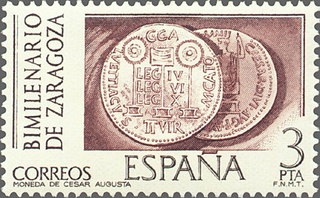 z vendido ESPAÑA 1976 2319 Sello Nuevo Bimilenario De Zaragoza Moneda de Cesar Augusto Espana Spain Espagne Spagna Spanje Spanien 