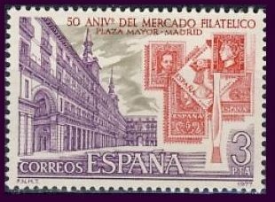 ESPAÑA 1977 2415 Sello Nuevo L Aniversario del Mercado Filatelico de la Plaza Mayor de Madrid Espana Spain Espagne Spagna Spanje Spanien 