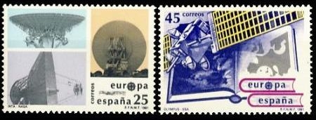 z vendido ESPAÑA 1991 3116/7 Sellos Nuevos Europa. Espacio. Estación seguimiento INTA-NASA Robledo de Chavela Satélite Europeto Olympus-1 Espana Spain Espagne Spagna Spanje Spanien 
