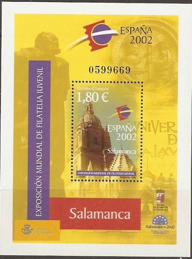 z vendido España 2002 3878 HB Sello ** Filatelia Juvenil Salamanca Cartel Oficial Timbre Espagne Spain Spagna
