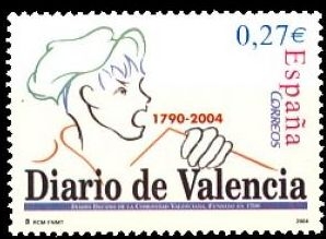 z vendido ESPAÑA 2004 4094 Sello Nuevo Centenario del Diario de Valencia Vendedor de Prensa Raro