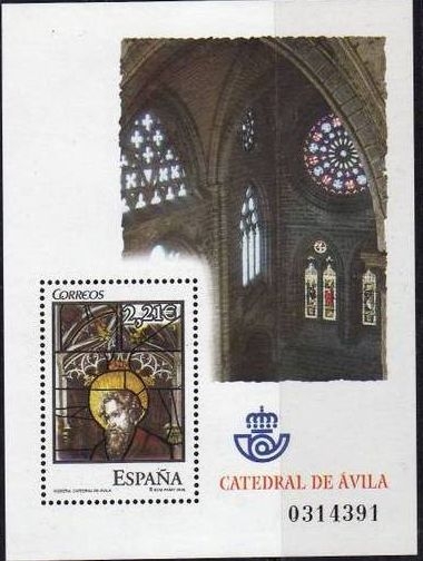 España 2005 4196 Sellos ** HB Vidrieras Catedral Avila San Pablo e Interior Catedral Timbre Espagne Spain Spagna
