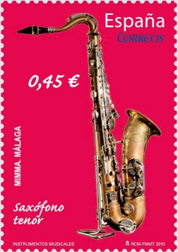 z vendido España 2010 4550 Sello ** Instrumentos Musicales Saxo Tenor Timbre Espagne Spain Spagna 