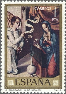 z vendido ESPAÑA 1970 1964 Sello Nuevo Dia del Sello Pintor Luis de Morales El Divino La Anunciacion  Espana Spain Espagne Spagna Spanje Spanien 