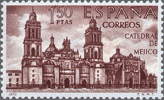 ESPAÑA 1970 1997 Sello Nuevo Forjadores America Catedral de Mexico Espana Spain Espagne Spagna Spanje Spanien 