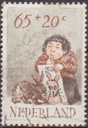 Holanda Sello Dibujo Niño con conejo 65+20c usado Stamps Netherlands Holland Hollande Olanda 