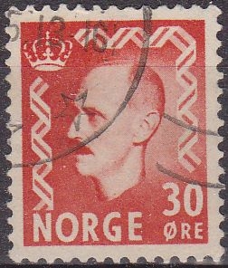 z vendido NORUEGA 1950 Scott 310 Sello Rey King Haakon VII usado Michel 361 Norway Norvège Norge 
