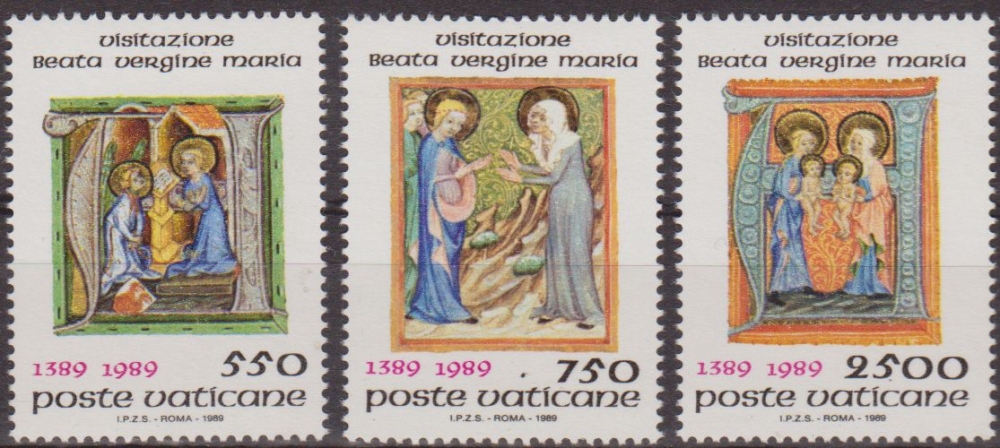 VATICANO 1989 826/8 Sellos Nuevos Fiesta de la Visitacion MNH La Anunciacion y Maria Elizabeth y los niños 