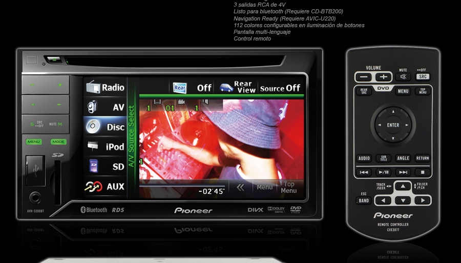 Pantalla Pioneer Avh-p3300bt Doble Din Dvd Ipod Modelo 2011 