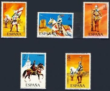 z vendido ESPAÑA 1973 2139/43 Sellos ** Uniformes Militares Completa