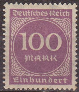 Alemania 1922 Scott 229 Sello * Numeros Cifras 100m c/charnela Deutsches Reich Allemagne Duitsland Germania Germany Alemagne Deutschland