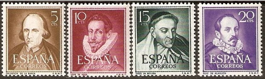 z vendido España 1950 1071/4 Sellos ** Literatos Completa Calderon, Lope Vega, Tirso y Alarcon Yvert821/4 Timbre Espagne Spain Spagna Espana Spanje Spanien 