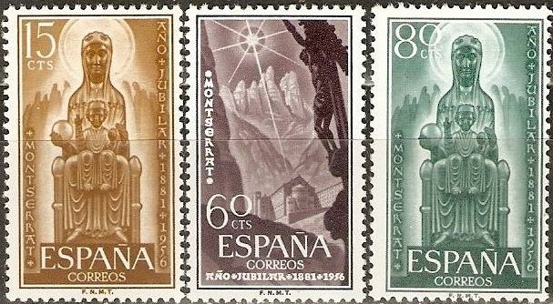 z vendido España 1956 1192/4 Sellos ** Año Jubilar Ntra. Sra. de Montserrat Completa Timbre Espagne Spain Spagna