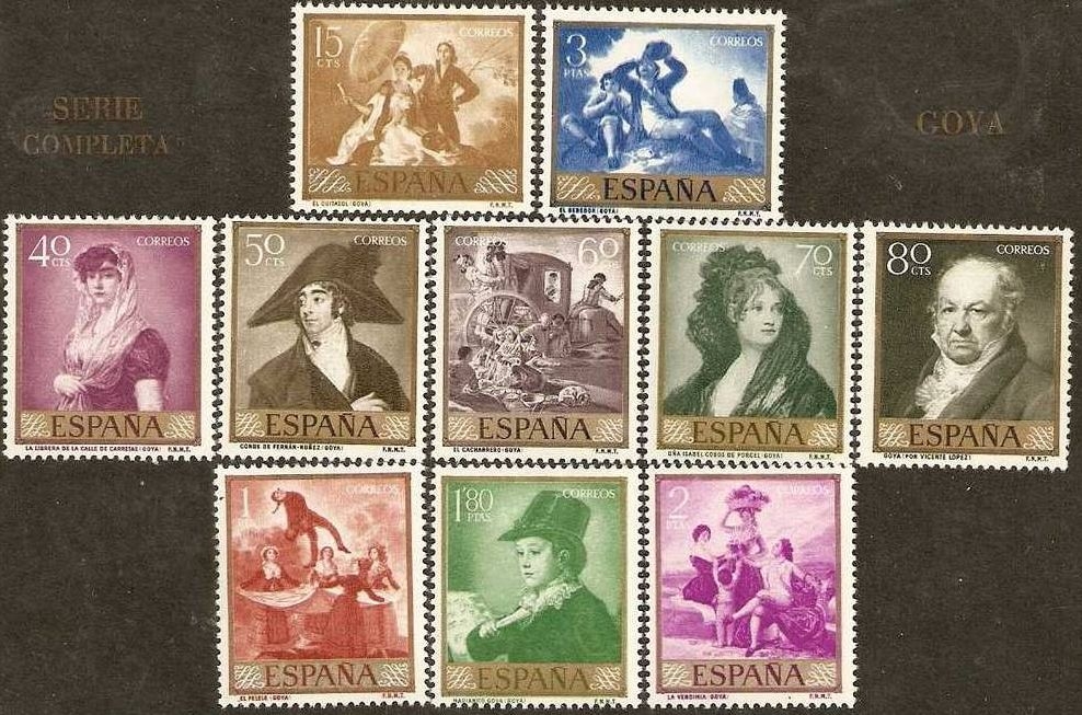 España 1958 1210/9 Sellos ** Pintor Francisco de Goya y Lucientes Timbre Espagne Spain Spagna