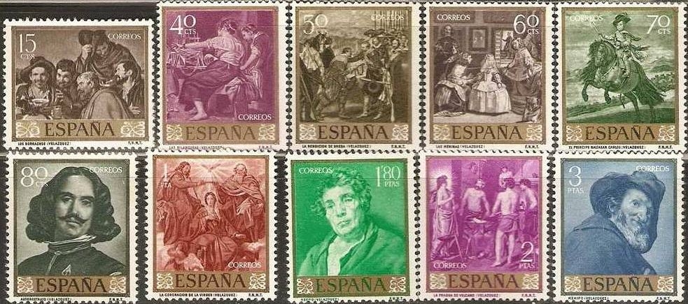 España 1959 1238/47 Sellos * Pintor Diego Velázquez Completa c/oxido Timbre Espagne Spain Spagna